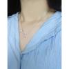 430 Estilo K Ins Design de Nicho Luxo Acessível Versátil Colar Clavicular de Pérola Diamante Quadrado Prata Esterlina S925 Feminino Textura