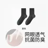[7A Antibacteriano] Calcetines Finos de Malla Transpirables Resistentes al Olor de Algodón Puro de Xinjiang para Hombre, Primavera y Verano, Negros de Caña Media Larga