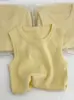 Camisola Fresca Verde sin Mangas Estilo Francés para Mujer, Adecuada para Verano, Top Camiseta de Punto Dulce y Picante