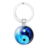 Acessórios estilo chinês Yin Yang Tai Chi Oito Trigramas Pegadas de Gato Pedra do Tempo Chaveiro Corrente de Chaveiro para Personalizar