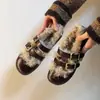 Primer Encuentro Temporada Zapatos Mary Jane de Tira Doble Hebilla Bajos Cálidos Planos para Mujer Zapatos de Exterior