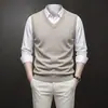 Chaleco de punto para comercio exterior transfronterizo, suéter de negocios para hombre, chaleco de lana para mediana edad, 270 gramos, 12 puntos