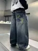 Jeans Anchos Sueltos para Niños con Diseño Bordado Sentido para Niños Medianos y Grandes Otoño Nueva Llegada Marca de Moda Casual Pantalones Largos Otoño Trendy