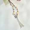 Cadena de suéter larga para mujer adulta Accesorios antiguos otoño e invierno Joyería de cerámica colgante tejido collar étnico es moda simple