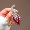 Exquisito Broche de Pavo Real de Cristal de Imitación Gradiente para Mujer, Diseño de Nicho, Sentido del Diseño, Hebilla Ligera Antideslizante, Elegante Corsage Atmosférico para Ropa
