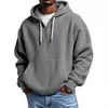 Sudadera con Capucha de Waffle Pesado Estilo Americano Transfronteriza para Hombre, Hombro Caído, Corte Holgado, Color Sólido, Chaqueta Deportiva Casual para Hombre