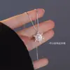 Collar de Copo de Nieve de Diamante de Plata de Ley S925 para Mujer Dulce Diseño de Nicho Pequeño Fresco Cadena para Clavícula de Nicho Venta al por Mayor Regalo