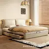 Cama de cuero moderna minimalista ultradelgada para dormitorio principal Cama de cuero de 1,8 m para apartamentos pequeños Cama individual de 1,5 m con respaldo suave