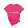 Não Jogue Pedras Amazon Ebay Site Independente Casual Confortável Camiseta Feminina Gola V Manga Curta Comércio Exterior