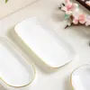 Plato para Toallas de Hueso de Porcelana Phnom Penh Hotel Restaurante Comercial Toalla de Mano Toallitas Húmedas Plato Blanco Puro Rectangular Plato para Guarniciones en Stock