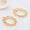Venda direta de fábrica nova transfronteiriça banhado a ouro real 14k cobre puro renda oval pingente para brincos DIY pingente acessórios de joias