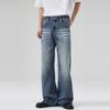 LKTM Ropa de Hombre# Retro Azul Lavado Viejo Micro-La Jeans Moda de Hombre y Mujer Marca Ondulación de Agua Bigotes de Gato Pantalones Casuales