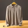 ¡Original de Comercio Exterior! Suéter de Cachemira para Hombre con Cuello Polo, Jersey, Delgado, Manga Larga, Capa Base, Tejido de Solapa, Suéter de Lana, Ropa Interior