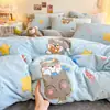 Jialiya Juego de Cuatro Piezas de Terciopelo de Leche Engrosado de Alto Peso Juego de Ropa de Cama de Terciopelo Doble Cara con Estampado Invernal de Campo