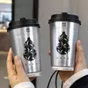 Taza de té desechable de moda con tapa, engrosada para bebidas calientes y frías, adecuada para llevar y uso comercial