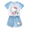 Kt meninas gato traje de manga curta verão 2022 estilo ocidental novo meninas pequenas e médias shorts casual conjunto de duas peças atacado