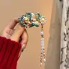Nuevo Pasador Clásico Estilo Chino Azul Quemado Tocado con Borla para Mujer Falda Hanfu Mamian Clip Lateral Accesorio para el Cabello Retro Cheongsam