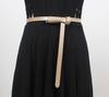 Cinturón fino de piel auténtica para mujer, decorativo para verano, para camisa, vestido de moda versátil, cintura ajustada, cinturón marrón y blanco