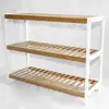 Sapateira de Bambu à Prova de Poeira de Múltiplas Camadas Armário de Armazenamento Doméstico Simples Sapateira Rack de Armazenamento Rack de Armazenamento Multifuncional