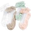 Calcetines para Niñas y Niños Verano Transpirables Malla Fina Encaje Calcetines Sin Costuras Lazo Encaje de Princesa Media Caña