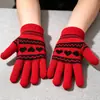 Luvas de lã para estudantes, espessadas para inverno e outono, disponíveis em várias cores, com estampas de desenhos animados, design de cinco dedos e projetadas para manter as crianças aquecidas