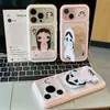 Adecuado para Apple para Transformar Instantáneamente en 18Promax Muñeca Llorona de Jade Pequeño de Dibujos Animados Soporte de Espejo Funda para Teléfono iPhone Carcasa Blanda y Dura Personalización