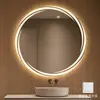 Espejo inteligente redondo para hotel transfronterizo, espejo iluminado, espejo de maquillaje con luces, espejo de baño, luz LED antivaho, montado en la pared
