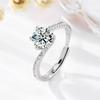 Anillo de Bodas de Plata de Ley S925 de Calidad de Contador con Diamante Moissanita de Imitación de Seis Garras, un Anillo de Pareja, Regalo de Cumpleaños para Hombres y Mujeres