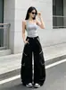 Pantalones largos cargo de pierna ancha, tres dimensiones, con bolsillo grande, estilo patchwork, nuevos para otoño, estilo coreano de alta calle, pantalones casuales holgados hasta el suelo para mujer
