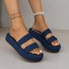 Zapatillas de Talla Grande con Suela Gruesa para Mujer de Comercio Exterior Europeo y Americano, Novedosas Zapatillas Cruzadas de Una Línea a la Moda para Uso Exterior, Sandalias y Plataformas