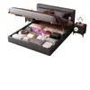 Cama estofada em tecido tecnológico estilo luxo leve para quarto principal da casa, cama de casal de 1,8 metro, estrutura de ripas de madeira maciça estável e silenciosa