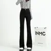 Calça Jeans Flare Estilo Relaxado para Mulheres, Modelos Outono e Inverno, Emagrecedora, Versátil, Calças Tendência Comprimento Total