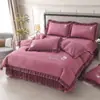2025 Nuevo Estilo Falda de Cama de Gasa Negra Estilo Coreano Estilo Princesa Juego de Cuatro Piezas