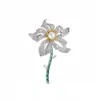 Broche Flor de Strass para Indústria Pesada Pinos de Zircônia de Alta Qualidade Acessório Elegante para Casaco Corsage Versátil e Moderno para Mulheres Transfronteiriço