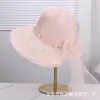 Chapéu de sol de renda de pérola com malha bicolor estilo Hepburn francês para férias e viagens, chapéu de malha com proteção solar