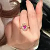 Moderna Lujo Ligero Conservación del Amor Corindón Rojo Sangre Conjunto de Anillo Huevo de Paloma Paraiba Colgante Collar para Mujer