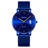 Reloj Minimalista de Cuarzo para Hombre, Indicador de Fecha Correa de Malla Negra Casual de Negocios Luminoso Reloj de Pulsera para Estudiante