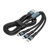 Cable cargador de 120 W, cable de datos, tres en uno, tpyec, carga súper rápida para coche, uno a tres, teléfono móvil Android, tres cabezales