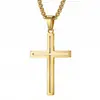 Colar Minimalista Europeu e Americano com Pingente de Cruz Vazada para Homens Hip-Hop Personalidade Aço Inoxidável Joia de Casal Corrente para Suéter para Mulheres
