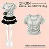 2026 Moda Verano Nuevo Encaje Patchwork Manga Corta Dulce Estilo Coreano Falda Moda Conjunto de Dos Piezas para Niños Mayores