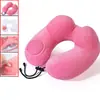 Almohada inflable suave y cómoda tipo presión en forma de U para el cuello, almohada de viaje, soporte de cuello portátil en forma de U para vuelo