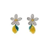 Brincos de gota flor de zircônia, um estilo fresco e doce, brincos requintados para mulheres, com um design único e estiloso