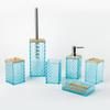 Fabricantes de capa de bambu de diamante de plástico para banheiro, atacado, lavagem de cinco peças, copo de gargarejo para banheiro, conjunto de cinco peças para copo de dente