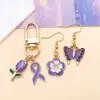 Estilo Ins Morado Soñador Aleación Goteo de Aceite Pluma Corazón de Uva Colgante DIY Pendientes Llavero Pulsera Accesorios de Joyería