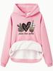 Código Europeu Transfronteiriço Outono e Inverno Peuce love coffee Kangaroo Pocket Com Capuz Manga Comprida Forrado de Lã Top