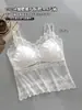 Camisola Sexy Sem Costas de Renda para Mulheres com Bojos Embutidos, Pode Ser Usada como Roupa Externa, Roupa Íntima Camada Base Anti-Exposição