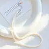 Set de collar, cadena para la clavícula y pulsera de perlas naturales de agua dulce, perlas de disco de bebé de alta calidad, casi sin imperfecciones, de alto brillo.