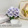 Película de Impresión 3D de Hortensia Simulada Cuerda de Cáñamo Pequeña Bonsái Compromiso Confesión Decoración de Lugar Flor Artificial en Maceta Boda Vino