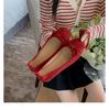 2026 Nuevo Estilo Zapatos Planos Estilo Ballet Redondos Pequeños con Lazo, Zapatos Individuales Suaves de Boca Baja para Mujer, Zapatos Planos de Ballet Color Rojo Otoño