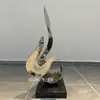 Decoração de Chão Criativa Espelhada Gota d'Água para Interior Pequenos Enfeites Sala de Estar Entrada Aço Inoxidável Escultura de Arte Abstrata
